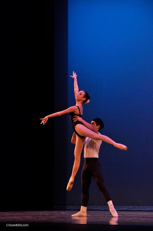 Practicing Etudes choreography in dress rehearsal 